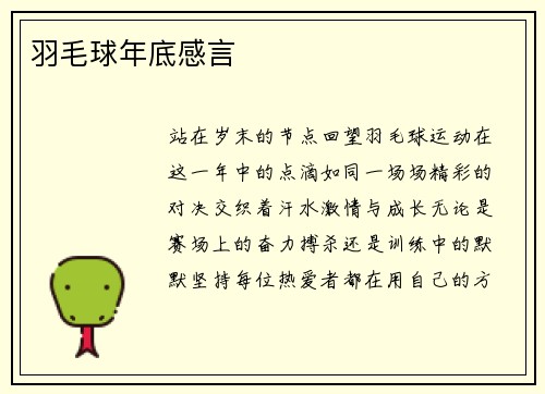 羽毛球年底感言